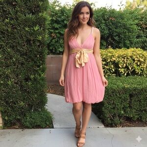 Y2K Silk Fairycore Coquette Prom Midi Dress Beaded Straps Satin Bow Vintage Sm